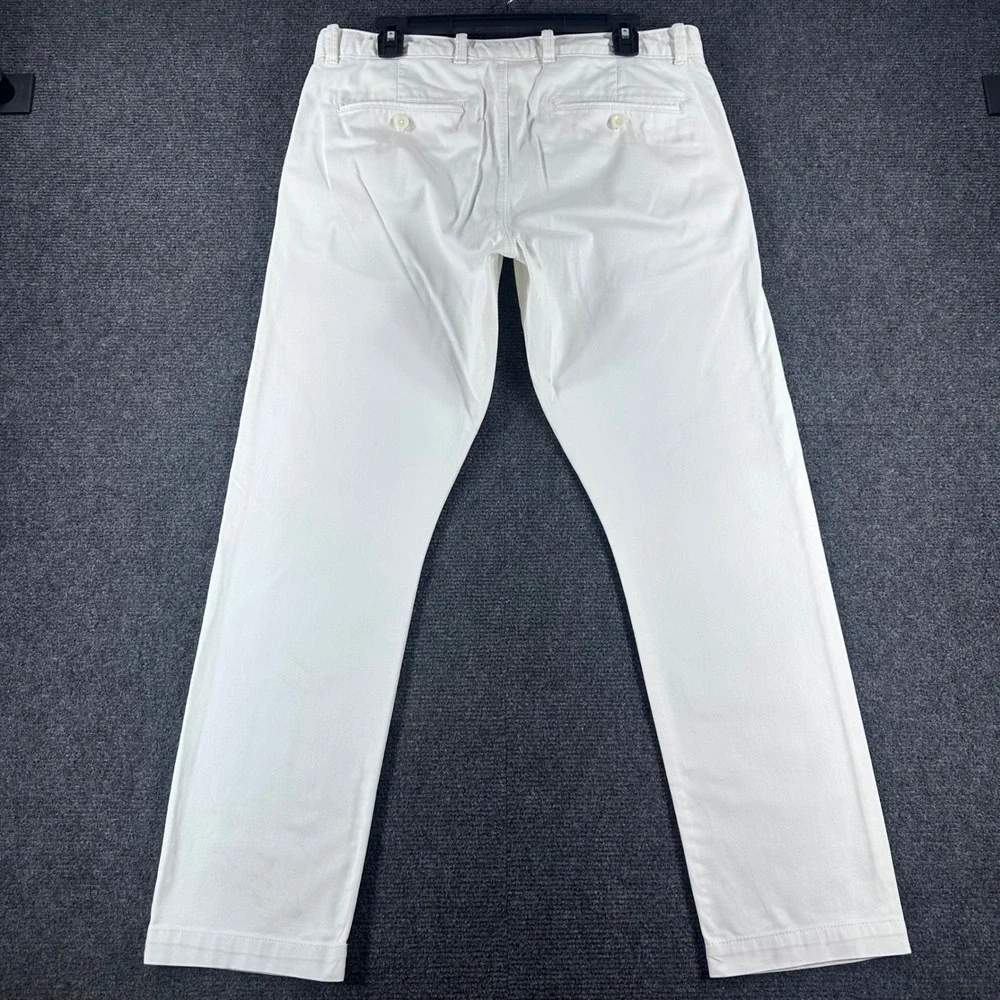Banana Republic Fulton Skinny Pants Mens 33x30 White Chino Trousers Stretch